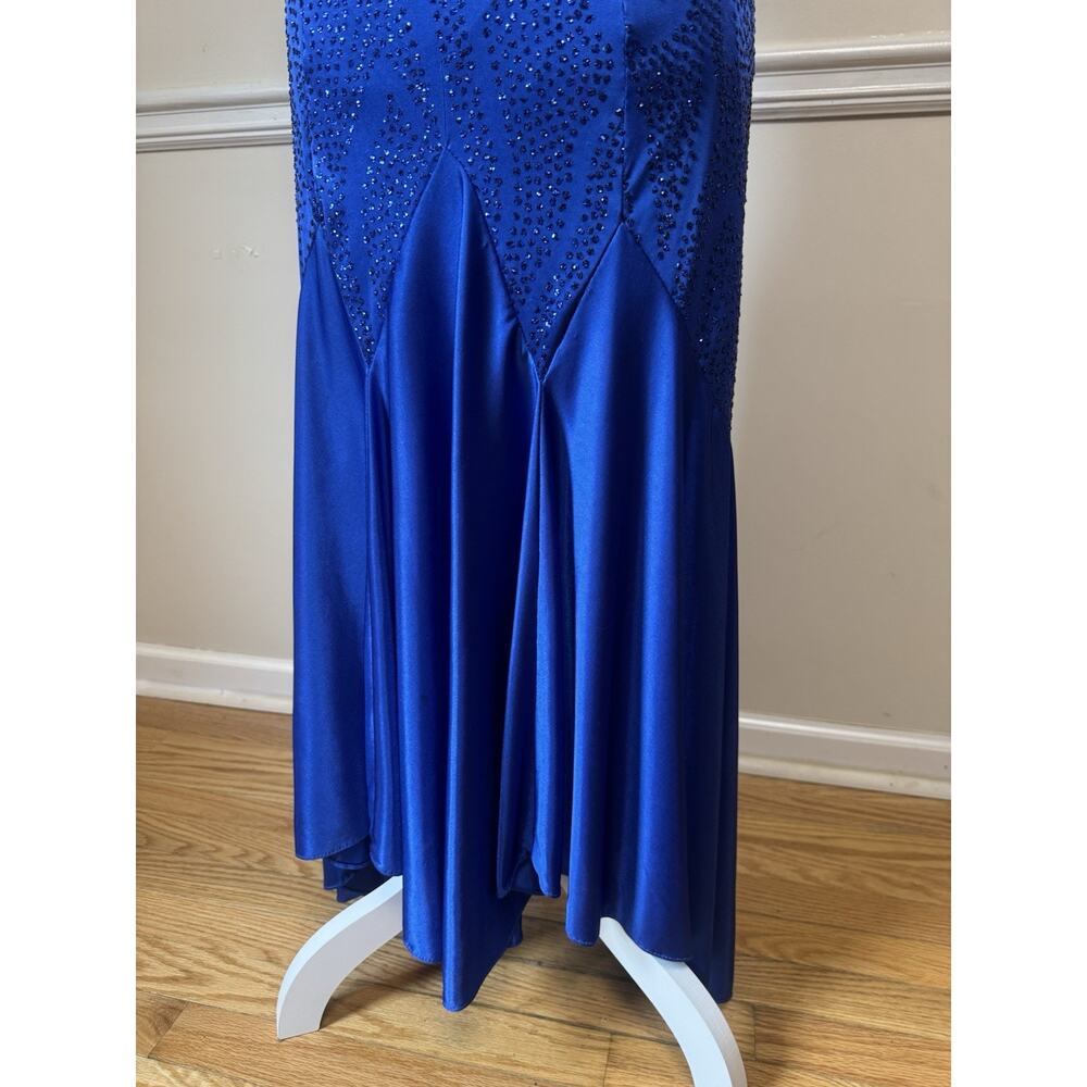 New Leaf by Samir Royal Blue Beaded Mermaid Evening Gown Size 11/12 - Picture 4 of 8